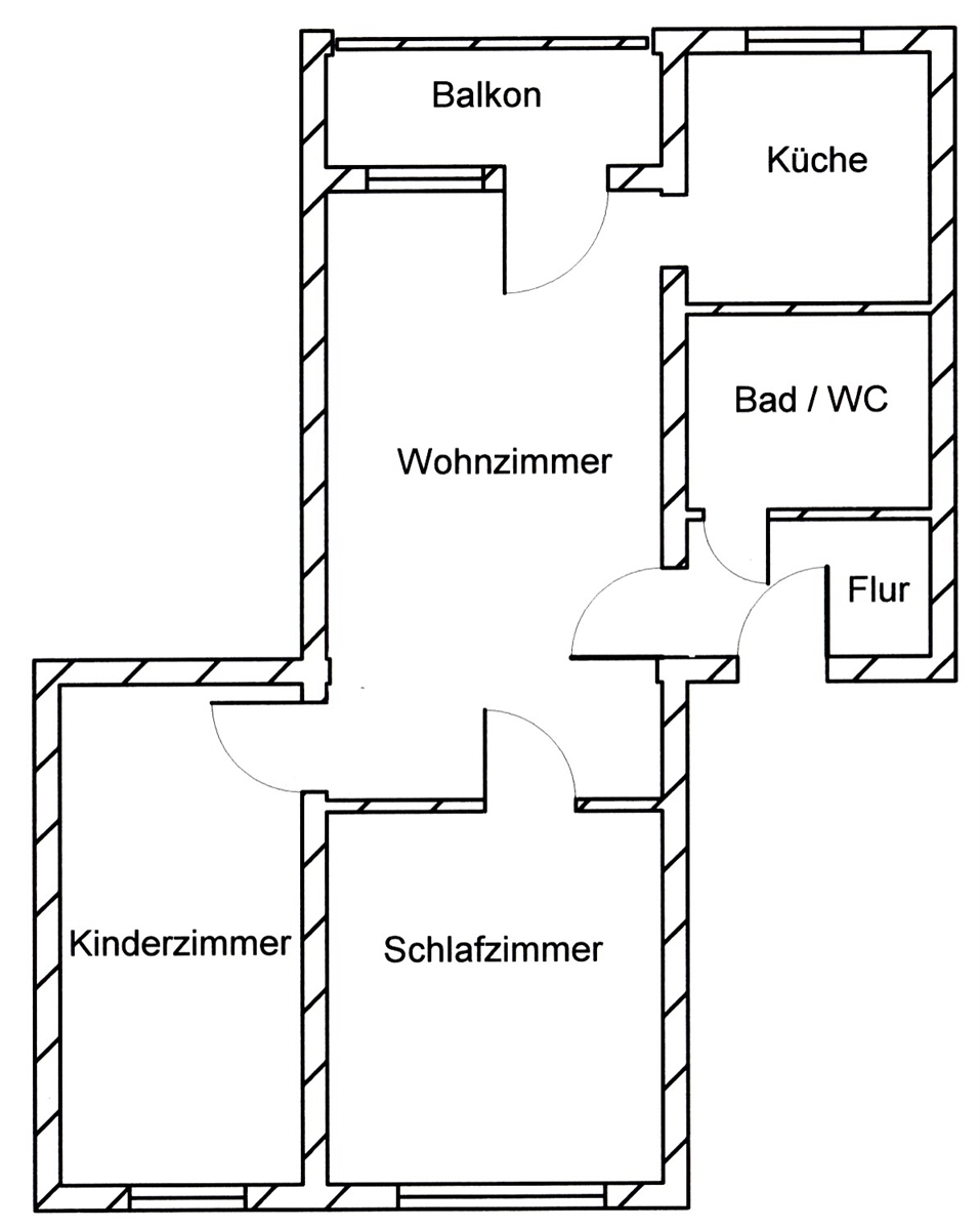 Grundriss der Wohnung: Neu sanierte, helle 3-Raumwohnung mit Balkon, Dusche und attraktivem Kraxelbonus