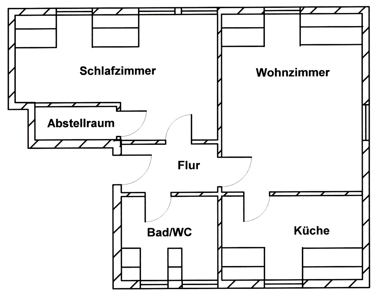 Grundriss der Wohnung: Wohnen mit Charme – gemütliche 2-Raum-Wohnung unterm Dach