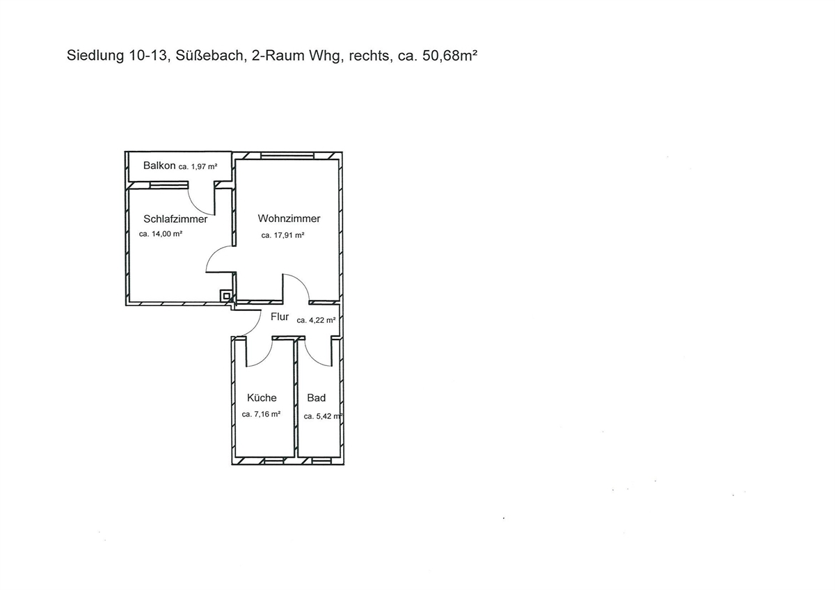 Grundriss der Wohnung: Helle 2-Raum-Wohnung mit Balkon