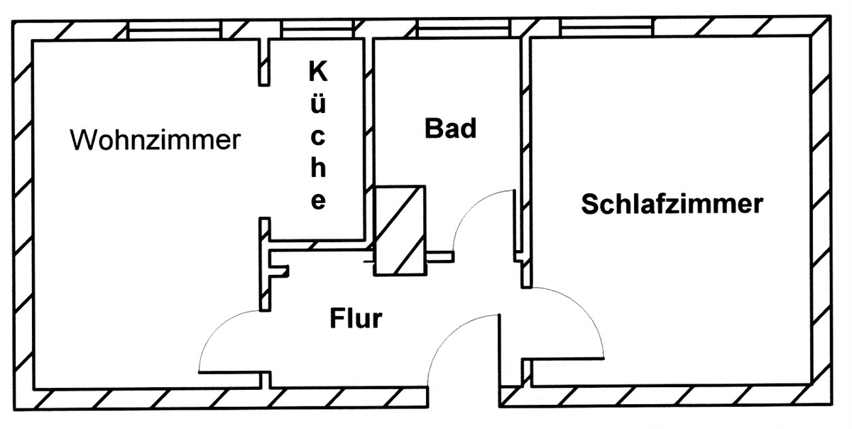 Grundriss der Wohnung: Gemütliche 2-Raum-Wohnung im Erdgeschoss