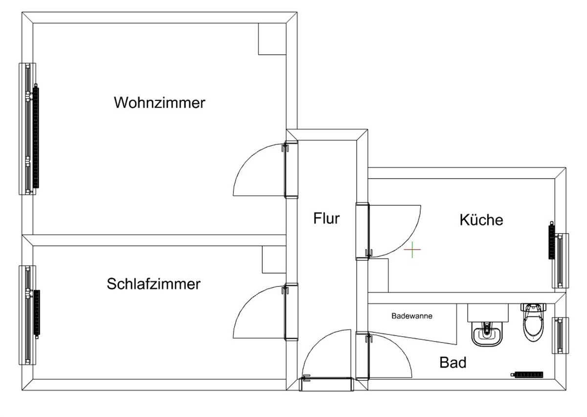 Grundriss der Wohnung: 2-Raum-Wohnung im Erdgeschoss – naturnah wohnen auf 46 m²