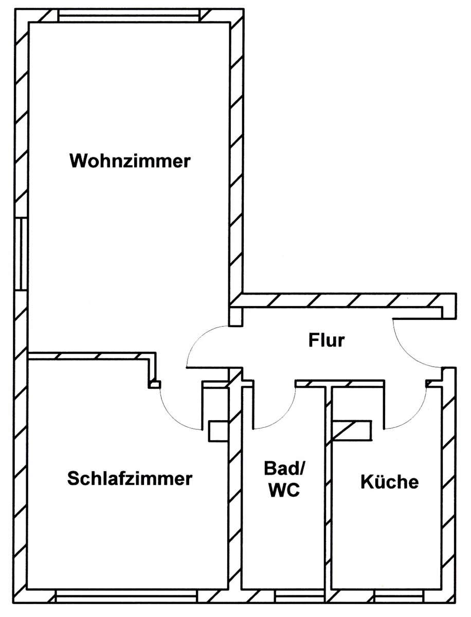 Grundriss der Wohnung: Helle 2-Raumwohnung mit Balkon