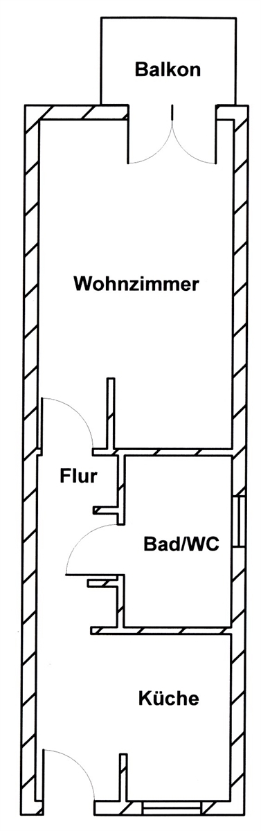 Grundriss der Wohnung: Frisch sanierte 1-Raumwohnung mit Balkon
