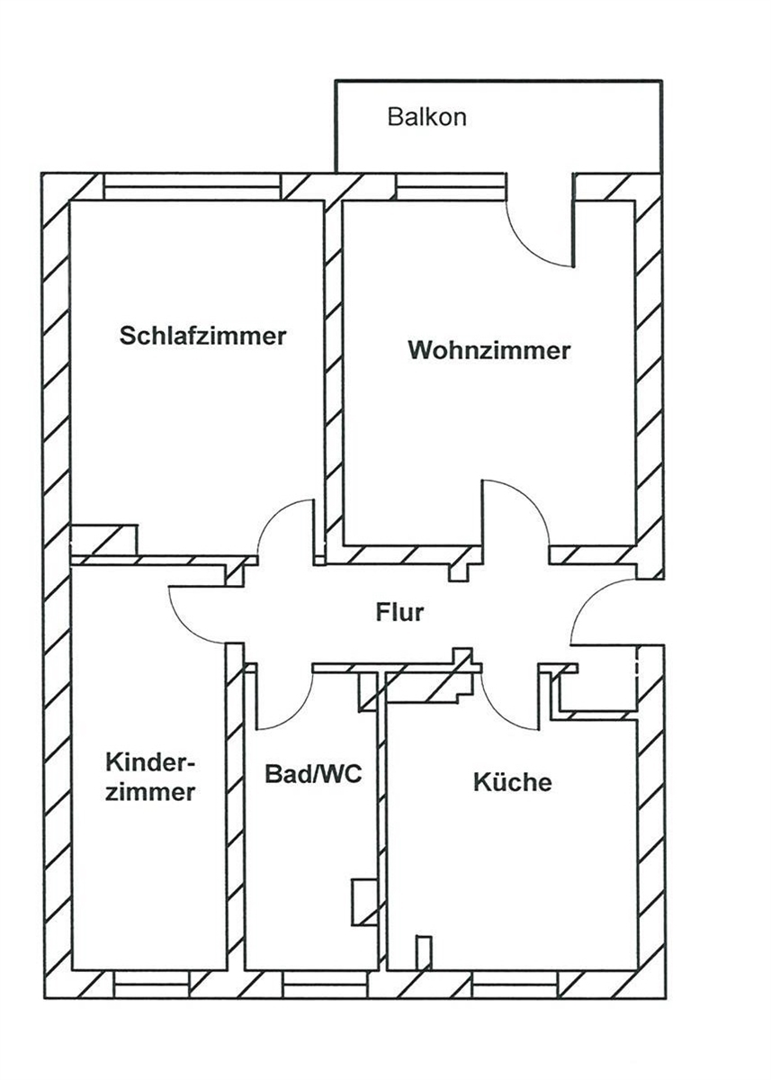 Grundriss der Wohnung: 3-Raum-Wohnung im Erdgeschoss mit Balkon