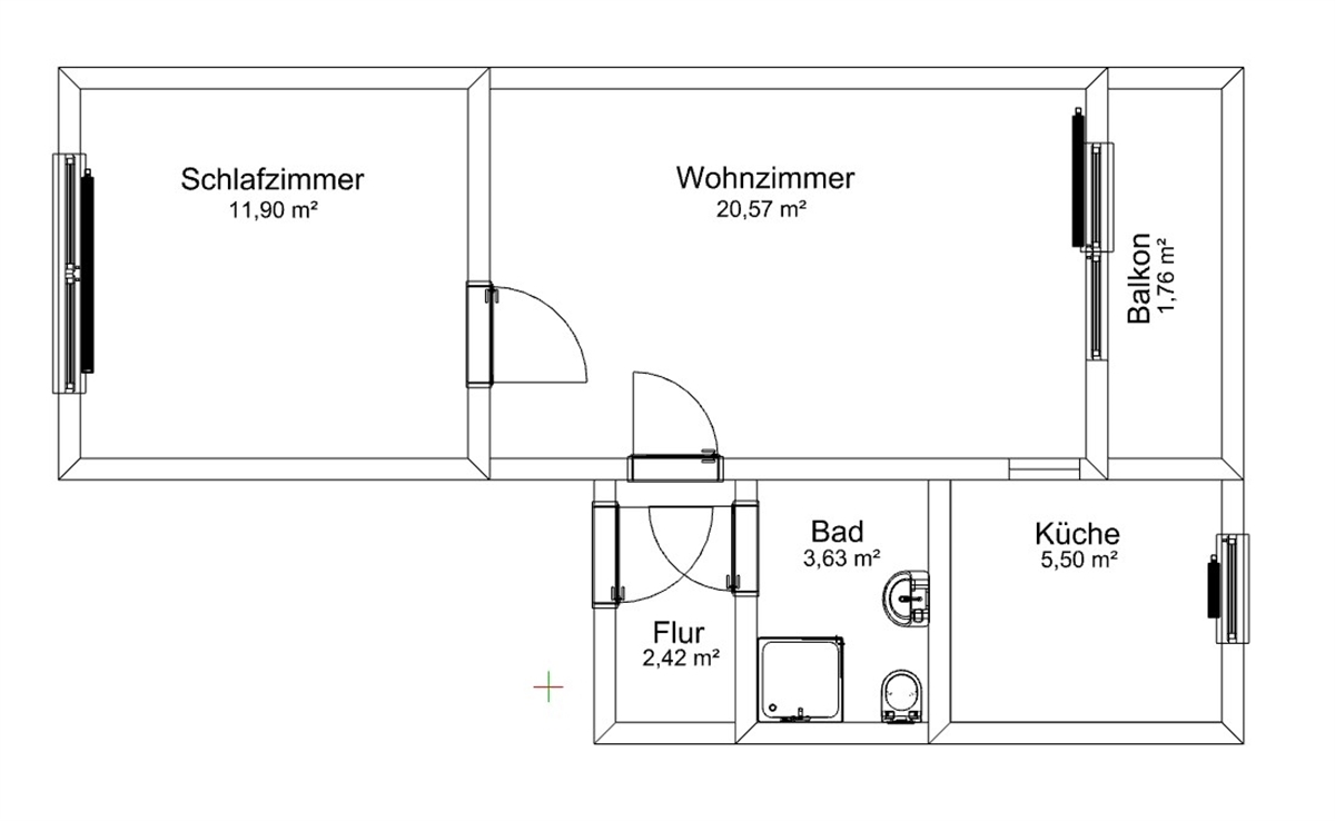 Grundriss der Wohnung: neu sanierte 2-Raum-Wohnung mit Balkon