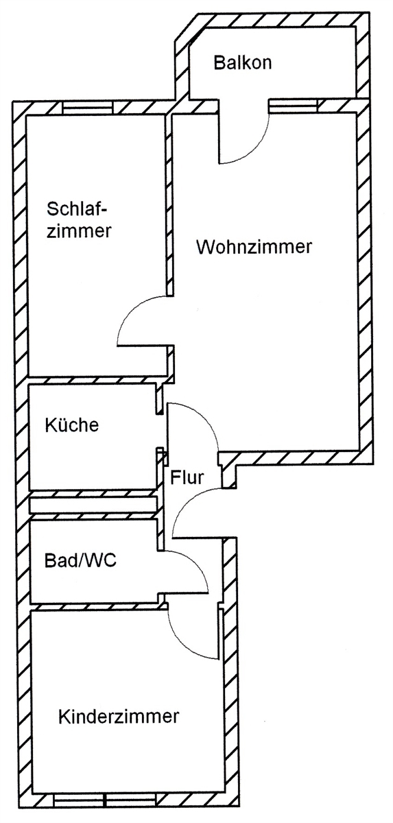 Grundriss der Wohnung: 3-Raum-Wohnung - 56m² Wohlfühlfläche