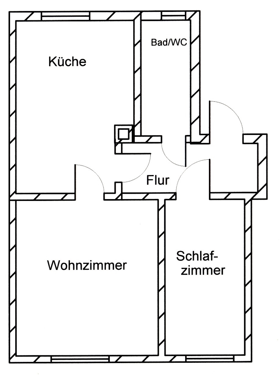 Grundriss der Wohnung: Frisch renovierte 2-Raum-Wohnung & ein Extra für Ihre neue Küche!