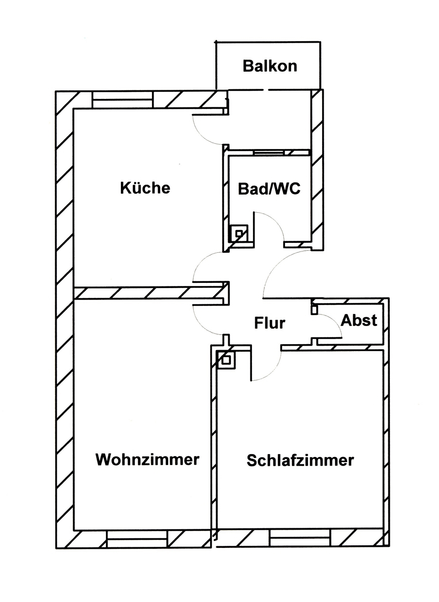 Grundriss der Wohnung: Helle 2-Raum-Wohnung mit Balkon