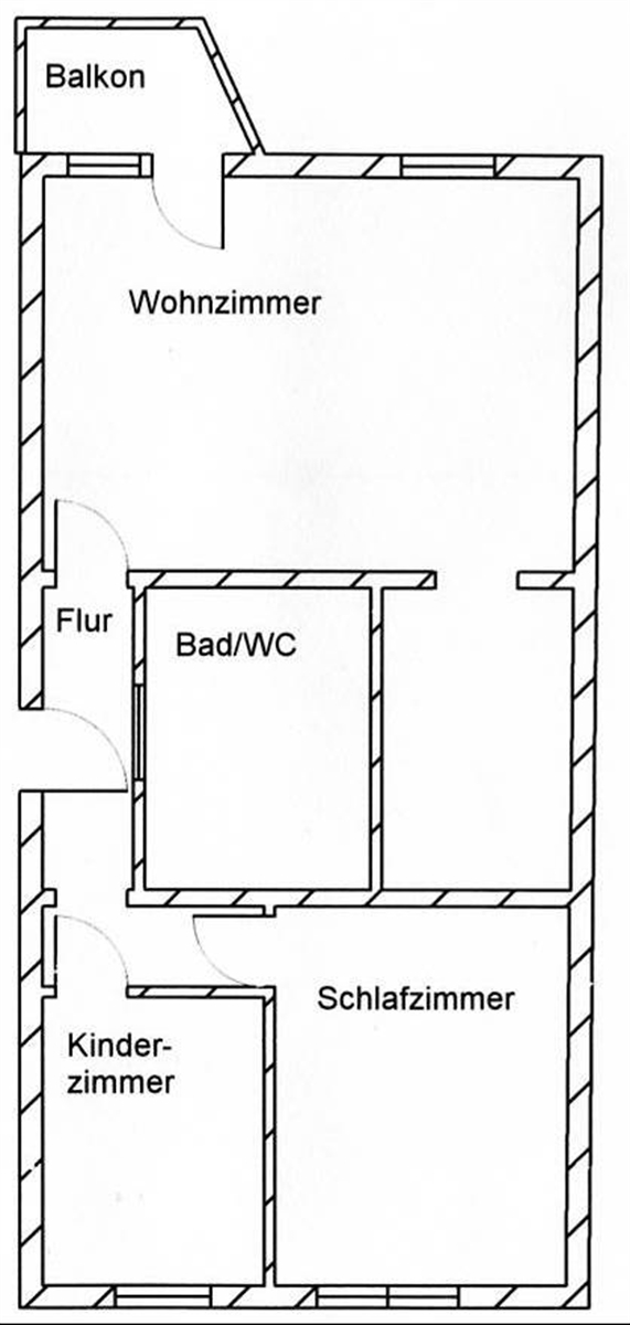 Grundriss der Wohnung: Helle, möblierte 3-Raum-Wohnung mit Balkon im 2. Obergeschoss