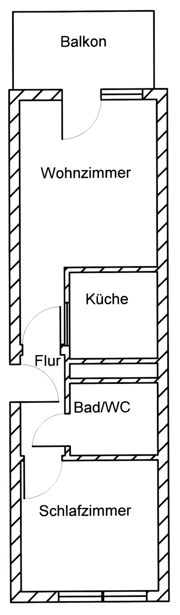 Grundriss der Wohnung: Gemütliche 2-Raum-Wohnung mit Balkon