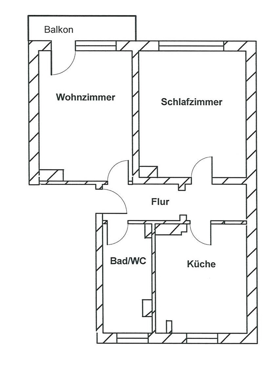 Grundriss der Wohnung: 2-Raumwohnung mit Balkon