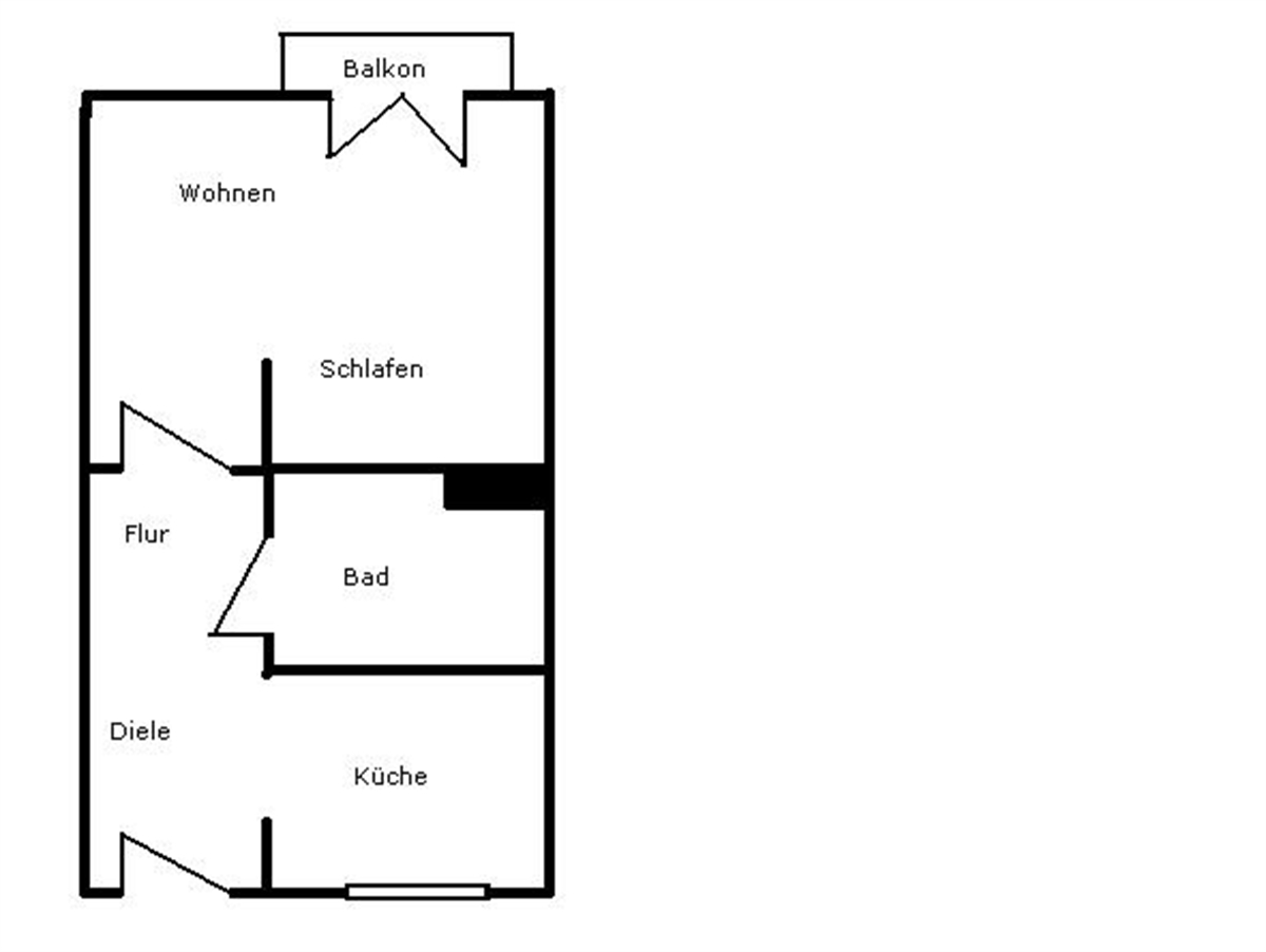 Grundriss der Wohnung: Frisch sanierte 1-Raumwohnung mit Balkon