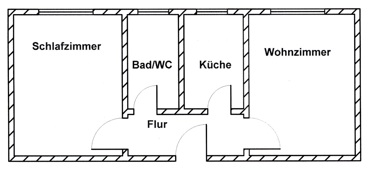 Grundriss der Wohnung: 2-Raum-Wohnung in Zentrumsnähe