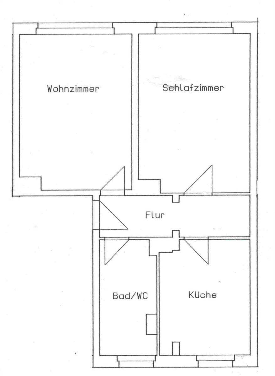 Grundriss der Wohnung: 2-Raumwohnung mit Balkon