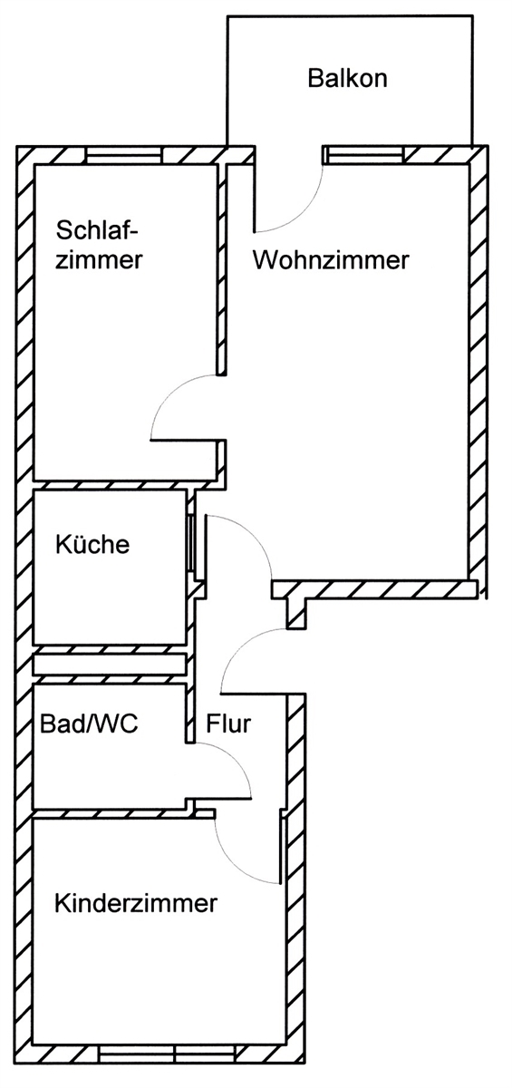 Grundriss der Wohnung: Dreiraumwohnung mit schönem Ausblick