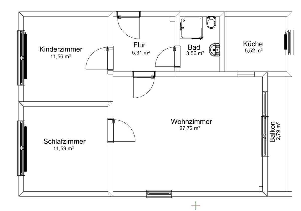 Grundriss der Wohnung: Neu sanierte 3-Raum-Wohnung ab Mitte/Ende August 2026 zu vermieten