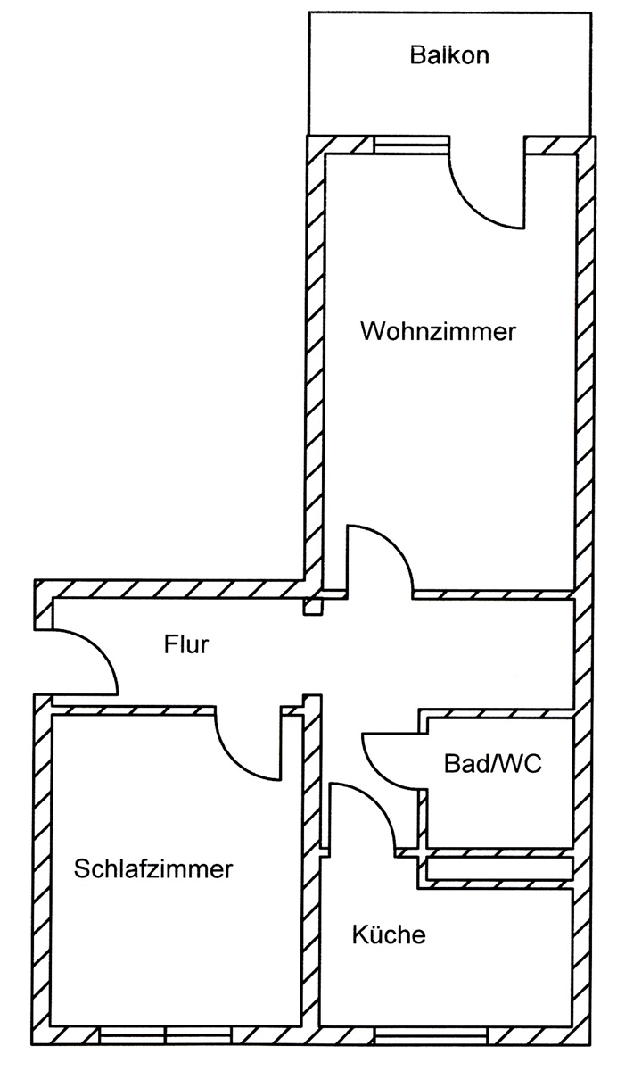 Grundriss der Wohnung: Helle 2-Zimmer-Wohnung mit Balkon im 2. Obergeschoss – frisch renoviert