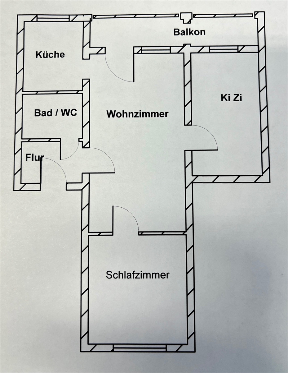 Grundriss der Wohnung: Charmante 3-Raum-Wohnung mit großem Balkon - im 1. Jahr 10 % Kraxelrabatt