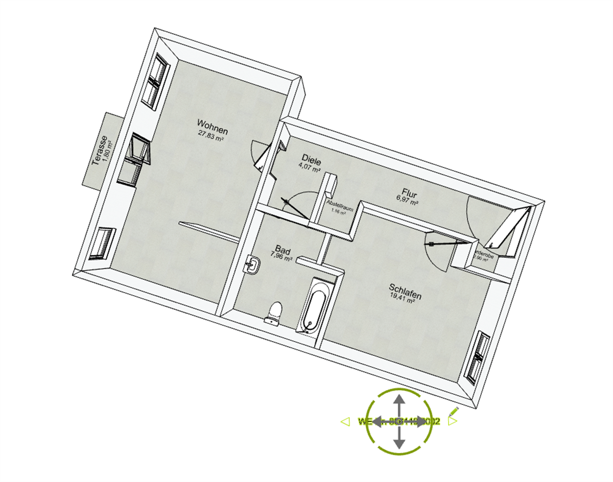 Grundriss der Wohnung: Großzügige Zweiraumwohnung