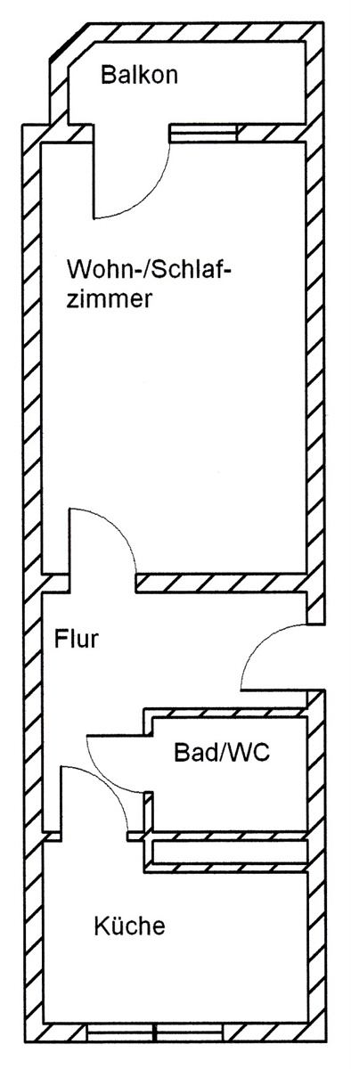 Grundriss der Wohnung: Helle 1-Raum-Wohnung mit Balkon inkl. 10 % Kraxelrabatt